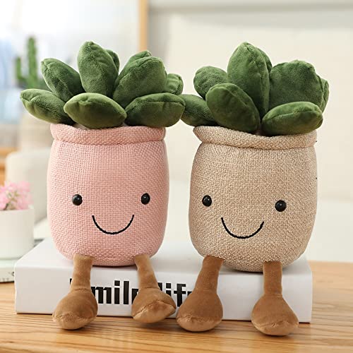 Favosta Cute Succulents Plush Toy, 9.8'' Potted Plant Stuffed Plush Pillow Decoration, Soft Fluffy Succulents Throw Pillow, Plush Toy Gift For Kids Girls (25Cm/9.8Inch, Khaki) #TOP5
