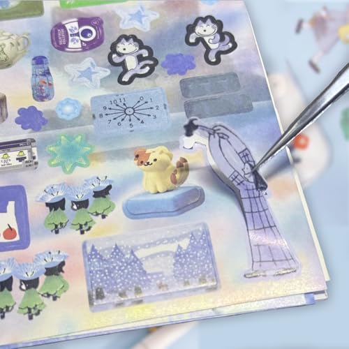 Image of 20 Sheets INS Style Cute Cartoon Sticker Book - Kawaii Stickers for Journaling Junk Journal Scrapbooking Planner DIY Crafts Teens