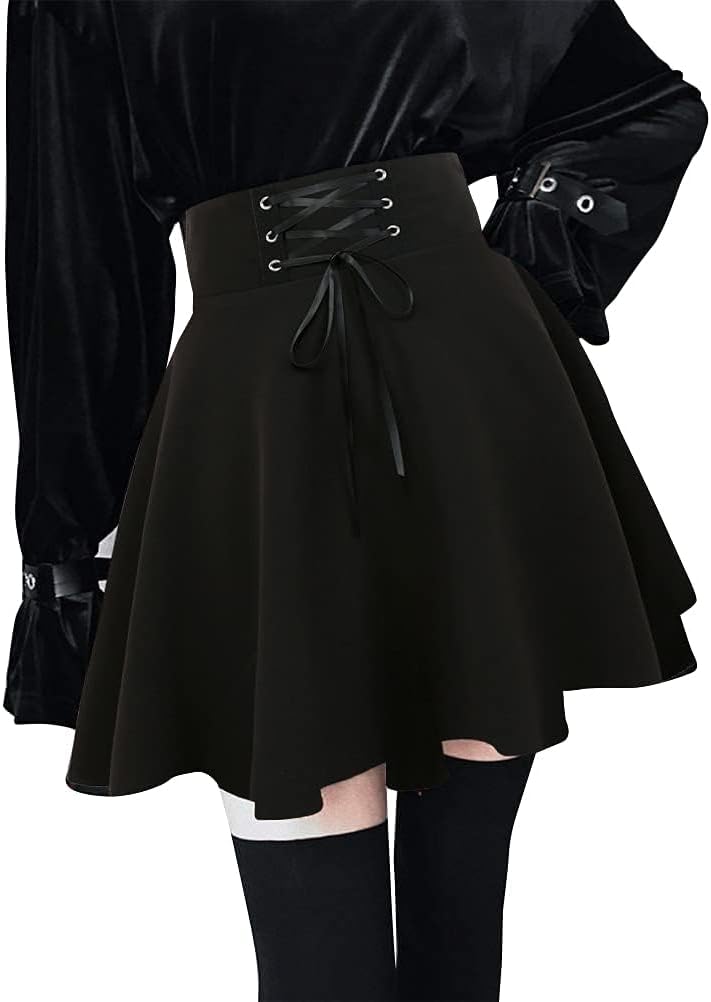 IDEALSANXUN Gothic Plaid Mini Skirts for Women Short High Waist Plaid Skirts - Image 2