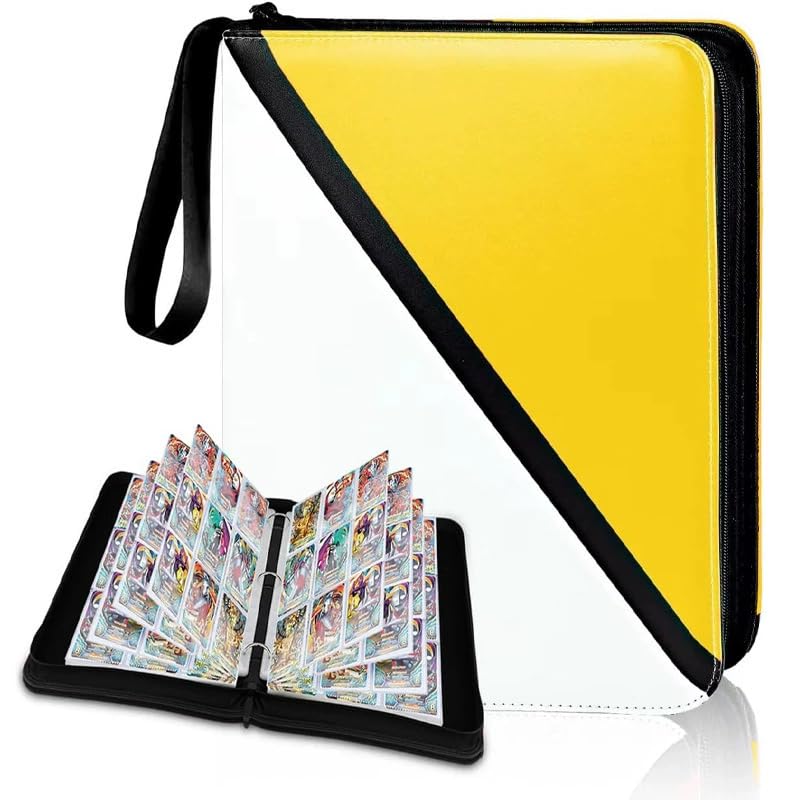 9 Pocket Card Binder With Zipper, Binder Holds 900 Cards, Card Collection,Durable Zipper-bound Card Binder Album With Top-opening Inner Pages, Folder For Collectible Games, Sports, TCG (Yellow) — image 1