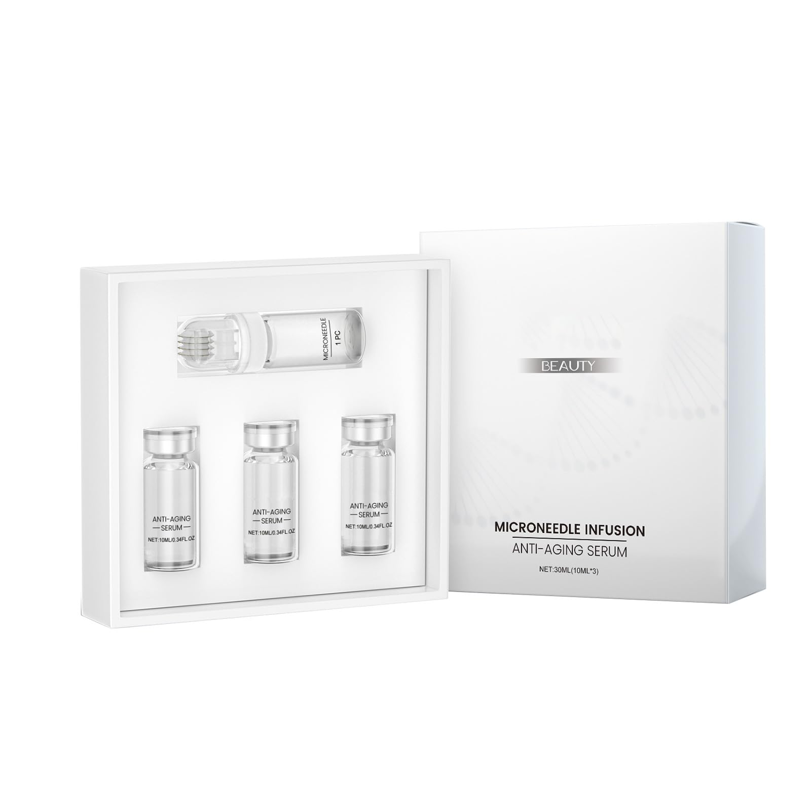 Set di microinfusioni anti-invecchiamento con acido ialuronico per pelle luminosa, kit per schiarire e anti-rughe, sistema microinfusione per labbra e viso