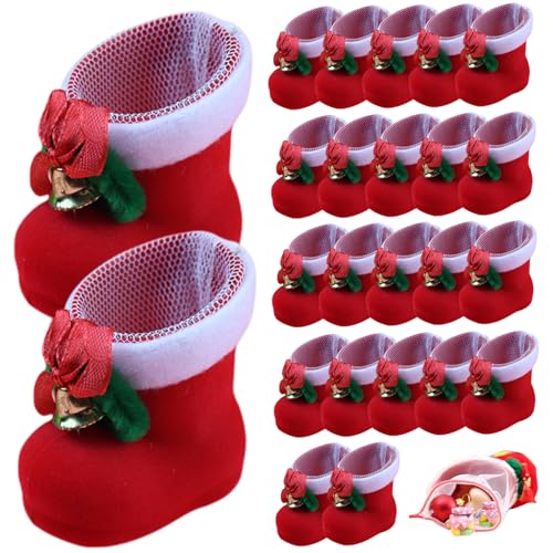 Bottes en peluche sac friandises pour cadeaux de vacances 24 pcs