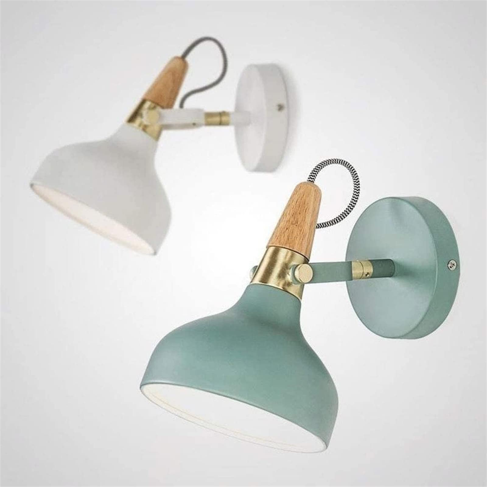 Verstellbare Wandleuchte, europäischer Hintergrund Wandleuchte Moderne Wandlampe Nacht Lesen Lampen Nordische Metall Schatten Wandlampe for Schlafzimmer Wohnzimmer (Farbe: Weiß)