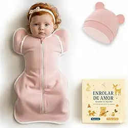 Swaddle Dream Up – Charutinho, Saco de Dormir Ajustável e Cueiro, Swaddle de Transição, Melhora o Sono e Acalma o Reflexo do Susto – Essencial para Recém-nascidos (0 a 3 meses) Rosa P