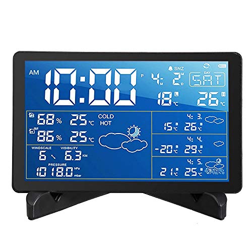 Wanlianer Hygrometer Wireless Bluetooth Weather Station Barometer Outdoor Forecast Sensor Alarm (Color : Black, Size : One size)