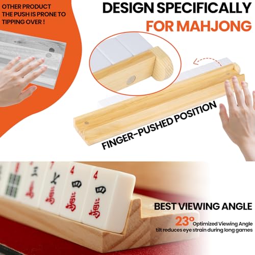 Mutex Set de 4 Racks de Madera Natural para Mahjong miniatura 6