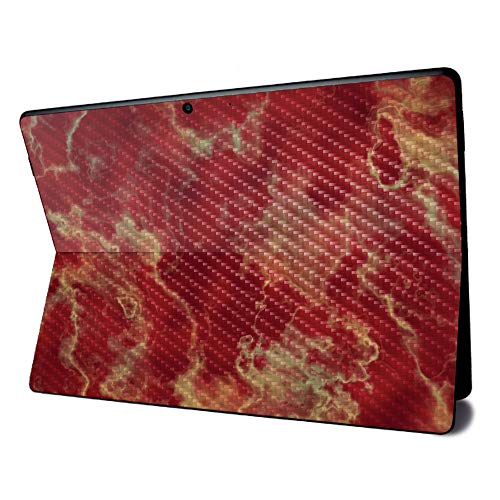Image of MightySkins Carbon Fiber Skin for Microsoft Surface Pro X - Crimson Marble | Textured Carbon Fiber Finish | Easy to Apply, Remove, and Change Styles | Made in The USA