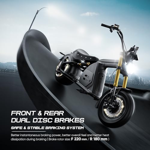 eAhora 4000W M8S Electric Motorcycle for Adults,50 MPH 72V 35Ah Lithium Battery 70 Miles Long Range, Full Suspension Dual Hydraulic Brakes,IP6 Color LCD Display Street Legal High Speed Scooter, Black