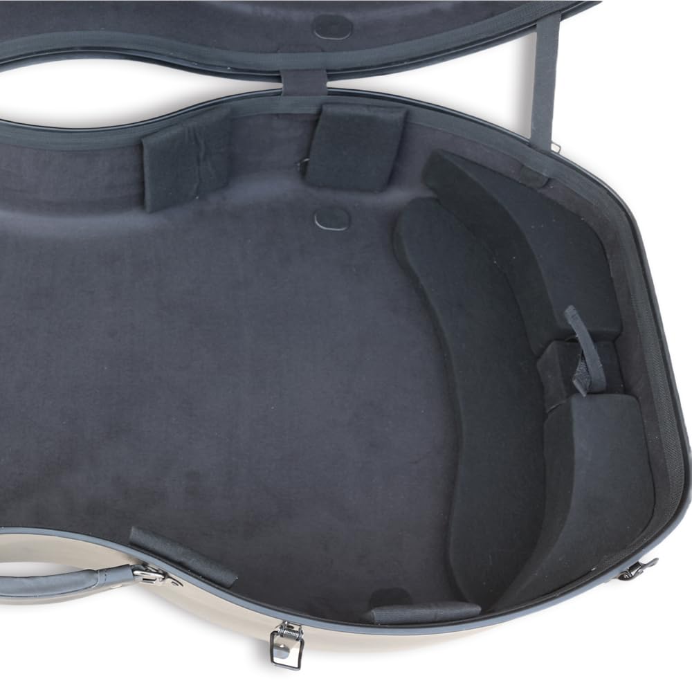 Estuche rígido para Violonchelo 4/4, tamaño Completo con Ruedas, Materiales compuestos ABS de aviación, Caja de Violonchelo Duradera y Resistente, asa integrada con Correas traseras, imperme