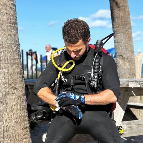 Tilos 1.5mm Tropical Dive Gloves Stretchy Mesh with Amara Leather for Snorkeling, Kayaking, Water Jet Skiing, Sailing, Scuba Diving, Rafting - Thumbnail 4
