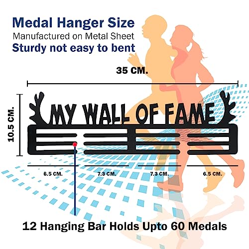 Image of Sehaz Artworks Alloy Steel Medal Holder for Wall | Medal Hangers for Wall | Medal Display Case | Wall Mount Medal Frame Holds Upto 24-30 Medals Black