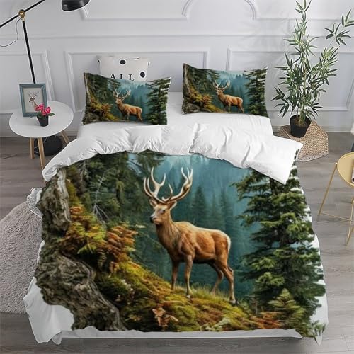 Housse de couette King avec fermeture éclair imprimé 3D cerf - 6