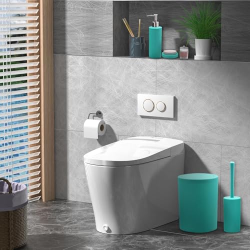 Juego de baño con escobilla y papelera compacta para hogar 3