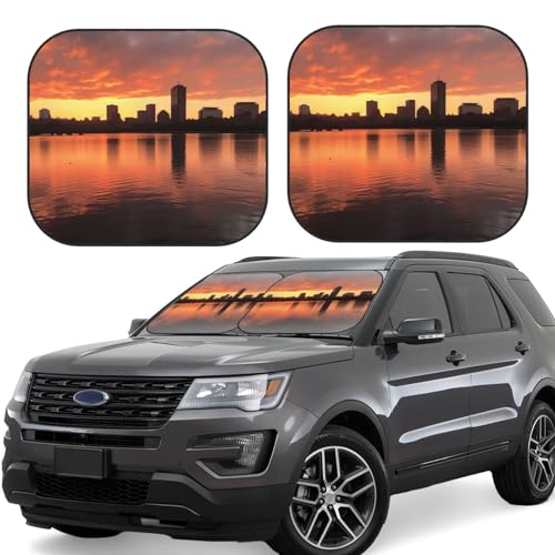 Pare-soleil pour pare-brise avant de voiture pliable Boston Charles Taille M horizon urbain