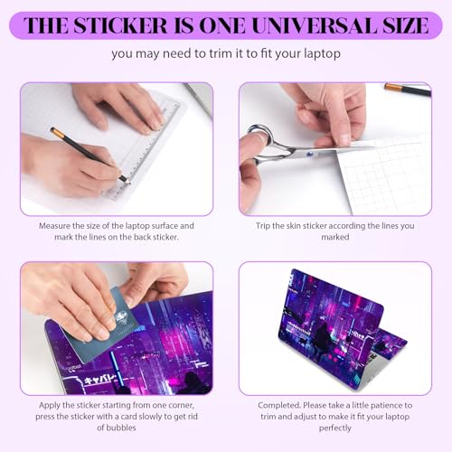 Image of Anime Neon Laptop Notebook Skin Sticker Cover Decal, 12 13 13.3 14 15 15.4 15.6 inch Laptop Vinyl Skin Sticker Cover Art Protector Decal Universal, Purple Warrior Cat