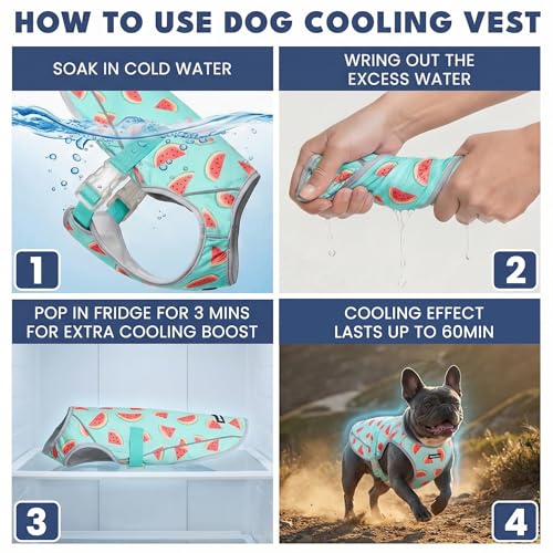Image of Spark Paws Dog Cooling Vest - SPF 50 UV Sun Protection - Summer Heat Relief Gear for Dogs, Lightweight, Evaporative Cooling - Dog Anxiety Relief Vest During Hot Days - Watermelon - Size XL