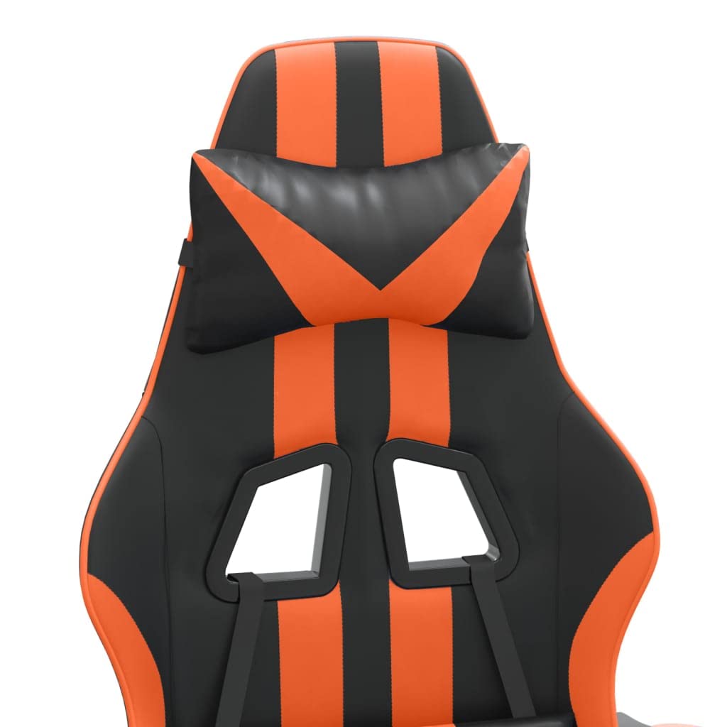 vidaXL Sedia da Gaming Girevole Poggiapiedi Nero Arancione Similpelle