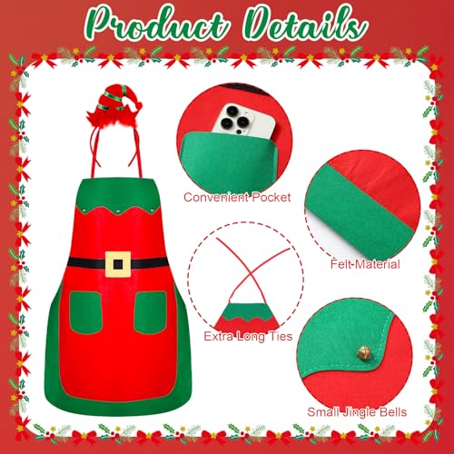 Suhine Conjunto de 24 peças de avental e tiaras de elfo de Natal para elfos, aventais de cozinha par
