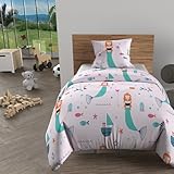 Imprimé Soleil d\'ocre, Parure Housse de Couette 140x200 cm SIRENES Rose, 100% Coton 57 Fils/cm2