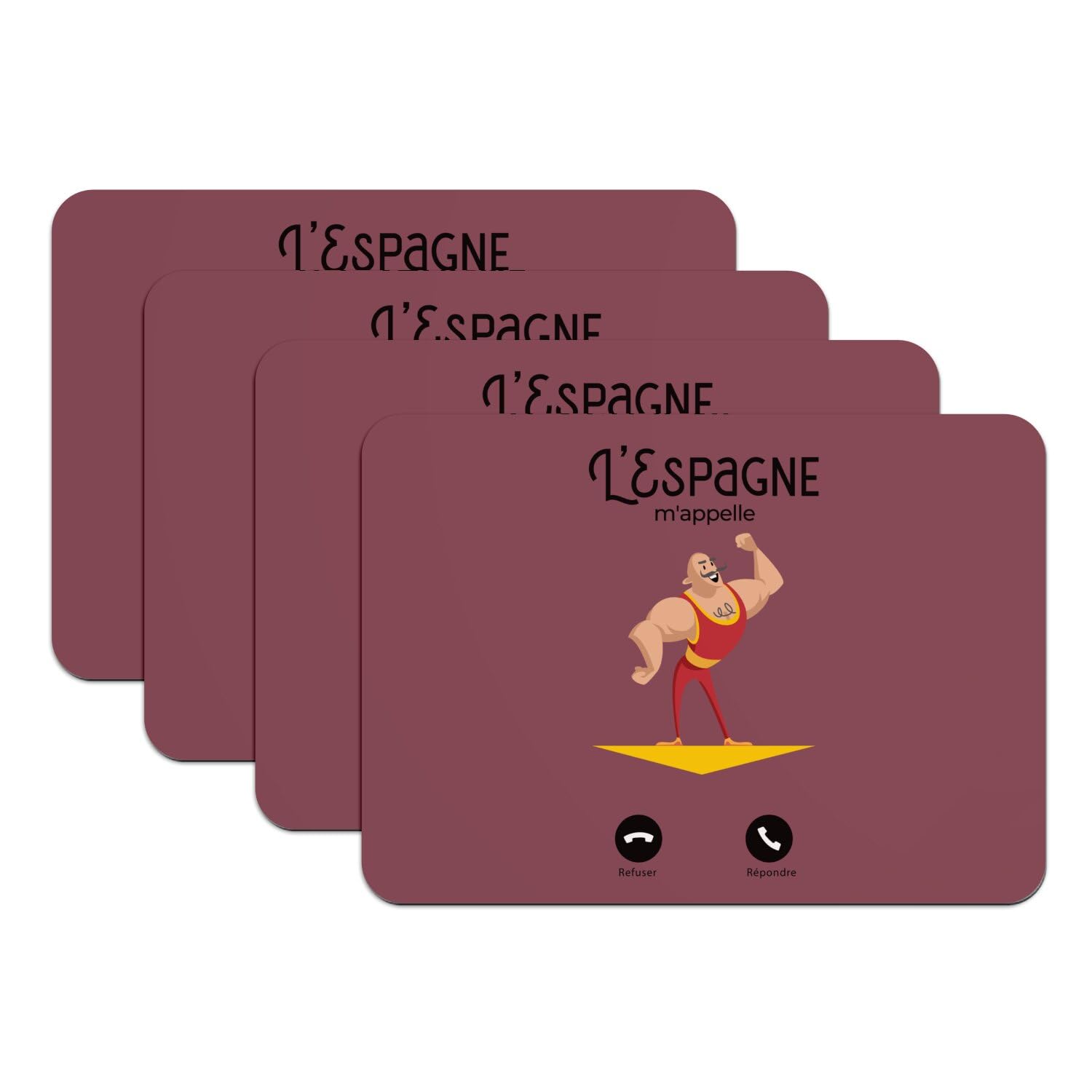 Lot de 4 sets de table caoutchouc rouge antidérapant grand format contre rayures et chaleur