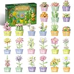 TAHAVICE Advent Calendar 2025 Flower Bouquet Building Blocks Set, 24 Days Christmas Countdown Calendar Tiny Succulent Botanical Gifts for Kids Teen Girls Boys