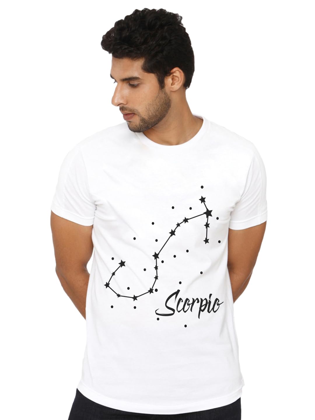 First RowFirst Row Graphic Printed Scorpio T-Shirt for Men | Sun Sign T-Shirt | Scorpio Zodiac T-Shirt | Half Sleeve Male Round Neck Cotton Constellation of Stars T-Shirt