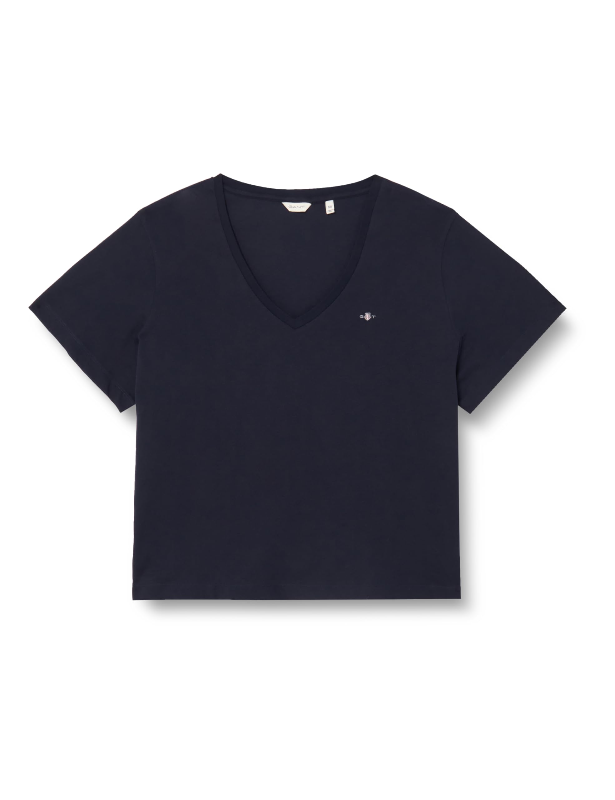 GANT Women's REG Shield SS V-Neck T-Shirt, Evening Blue, L
