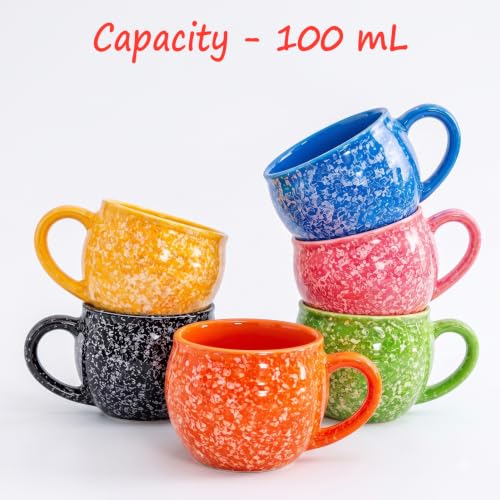 Image of Colorfull Ceramic Tea Cup Set of 6 Pcs - 100ml | Tea /Chai Cup Sets Coffee Mugs Ceramic Dinnerware Crockery for Kitchen | Ideal for Kitchen, Home Daily Use & Gifting