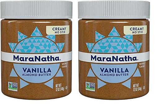 MaraNatha No Stir Creamy Roasted Vanilla Almond Butter, 12 oz Jar (Pack of 2)