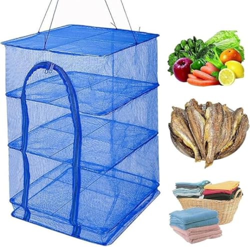 CokBlu万能 3 段式干物ネット 魚・野菜・食器干し網 ハンギングドライネット 多用途乾燥網