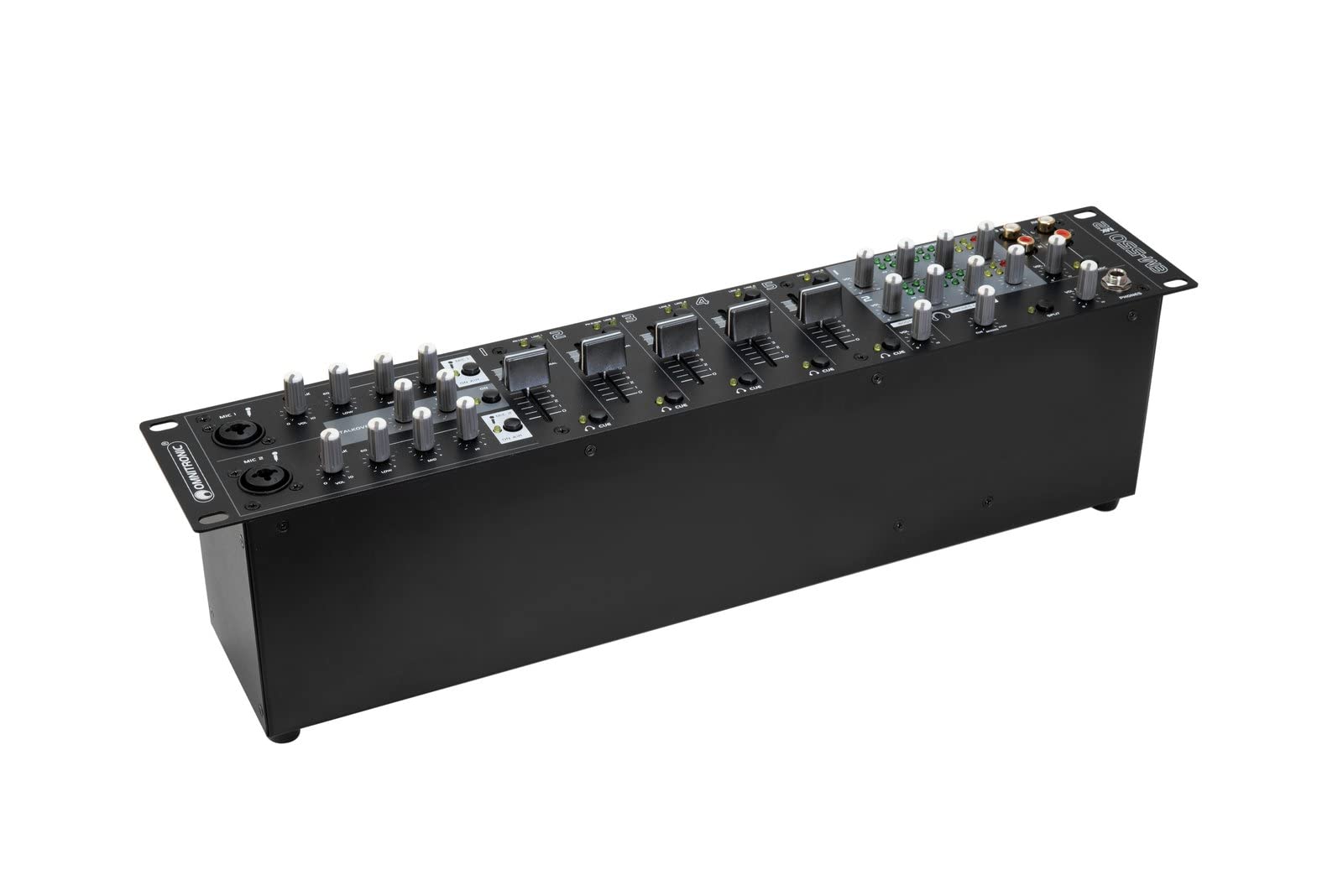 OMNITRONIC EM-550B MK2 Entertainment-Mixer | Multifunktionaler 5+2-Kanal-Installationsmixer, Schwarz