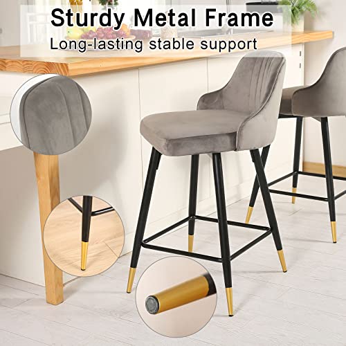 Swivel Counter Height Bar Stools Set Of 2,Velvet Barstool With Low Back And Footrest,Counter Height Swivel Stool,Modern Bar Chairs Armless Kitchen Counter Barstools,Upholstered Island Stools Pub Home #TOP2