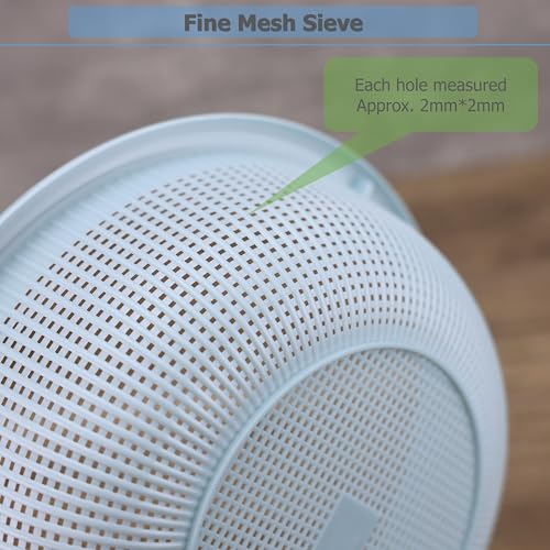 Image of EIKS 3 Pack Plastic Colander Baskets Mesh Sieve, 10-inch Diameter