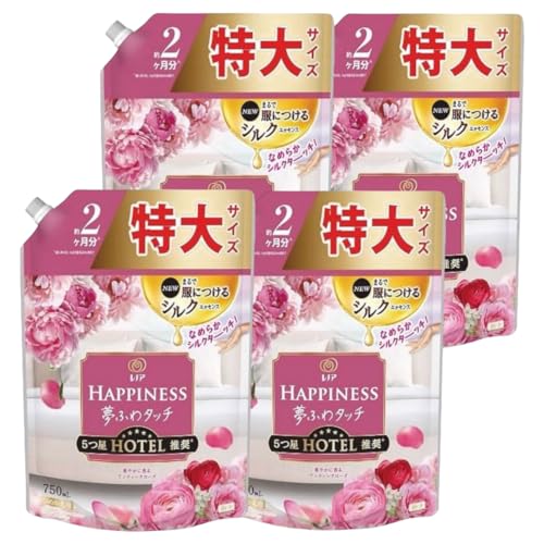 【 まとめ買いセット 】レノアハピネス 夢ふわタッチ 華やかに香アンティークローズ 750ml×4個