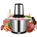 Picadora Electrica 2L, Picadora Carne Multifuncional 300W Modo de 2 Velocidades con 4 Cuchillas de Acero Inoxidable Batidora Cocina Trituradora de alimentos Ideal para Carne, Verduras, Frutas