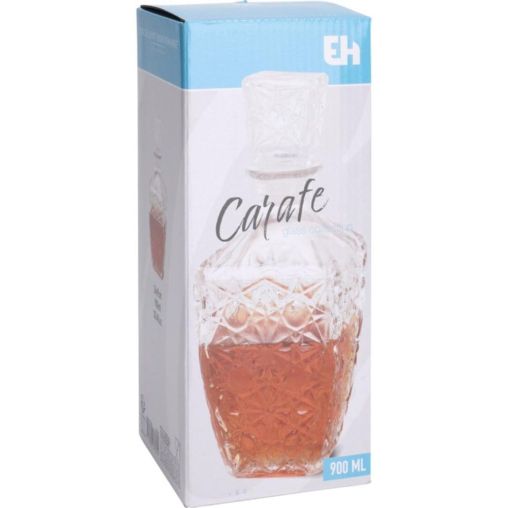 HomePlaceEU Caraffa In Vetro Tagliato Classico Per Whisky E Vino (Decanter Trasparente, Idea Regalo Barcraft)