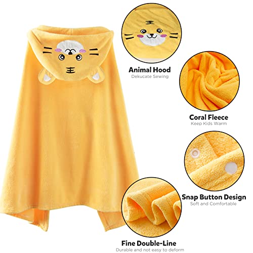Romasa Toddler Hooded Bath Towel Ultra Soft Towel Highly Absorbent Bathrobe Blanket For Boys Girls- 27.5" X 55" (Yellow-Tiger) #TOP2
