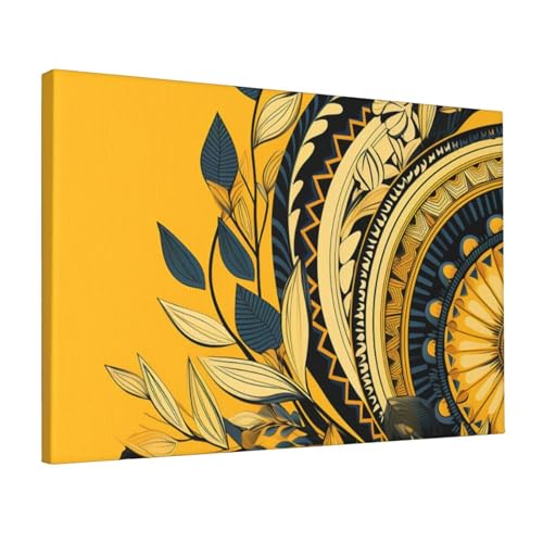 Toile murale prête à accrocher pour embellir un mur blanc jaune