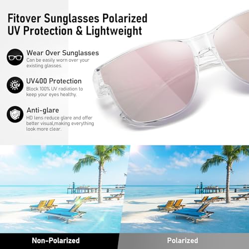 Image of GEGURI Polarized Sunglasses Fit Over Glasses for Men Women, Oversized Square Sun Glasses UV400 Protection Shades