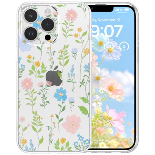 Coque transparente iPhone 16 Pro Max anti-jaunissement et antichoc fleur rose