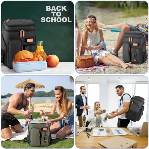 Insulated Cooler Backpack,33 Cans Multifunctional Double Deck Leakproof Cooler Bag with Sternum Strap,Large Capacity Lightweight Travel Camping Beach Backpack Cooler Ice Chest for Men Women by BAGPARKK - Image 7