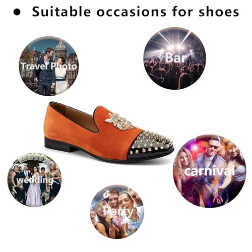 Image of Meijiana Mens Velvet Loafers Dress Shoes with Metal Embellishments Party Luxury Loafer Shoes