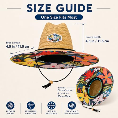Image of Palmyth Straw Hat for Men & Women Sun Hats, Beach Hat, Fishing Hat Wide Brim UPF 50+ Sun Protection