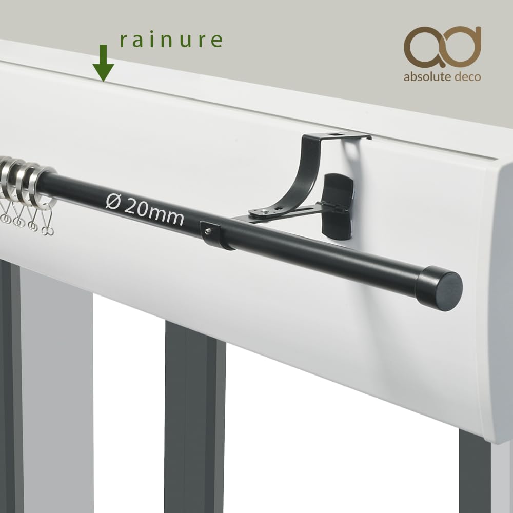 Lot 2 Supports Tringle Rideaux Geko Absolute Deco - Sans Perçage Coffre Volet Roulant - Diam 20mm