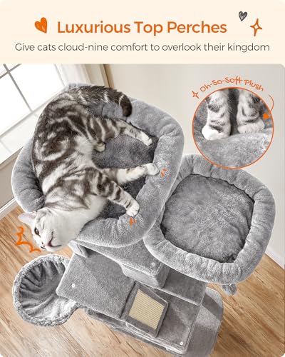 Large Wooden Cat Tree for Indoor Cats with Condo, Perches & Scratching Posts - Image 4