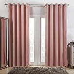 Dreamscene Blackout Curtains Eyelet, Soft Pink Curtains for Living Room Bedroom Office Modern Decorative Extra Wide Curtain for Winter 2 Panels, 90x90”