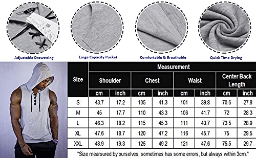 Cicilin Tanktop voor heren, met capuchon, onderhemd, mouwloos, tanktop, fitnessstudio, krachttraining, bovenstuk - Image 3