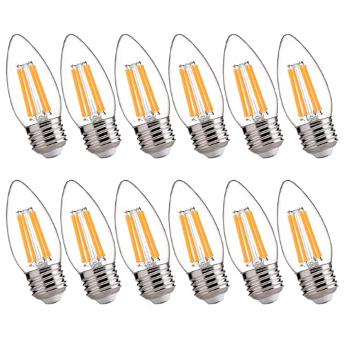 FLSNT 100W Equivalent LED Candelabra Bulbs, 800LM Dimmable LED Chandelier Light Bulbs, 2700K Soft White, E26 Base, 12 Pack UL,CA65 Listed. by FLSNT - Used condition - US$32.39
