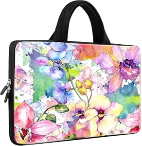 Mibbxea 15-15, 6 Zoll Laptop-Tasche Hülle Sleeve, Neopren-Tragetasche für Computer, Chromebook, Ultrabo... Aktentasche mit Griff, kompatibel mit Dell HP Lenovo ASUS Acer (Bunte Blumen)