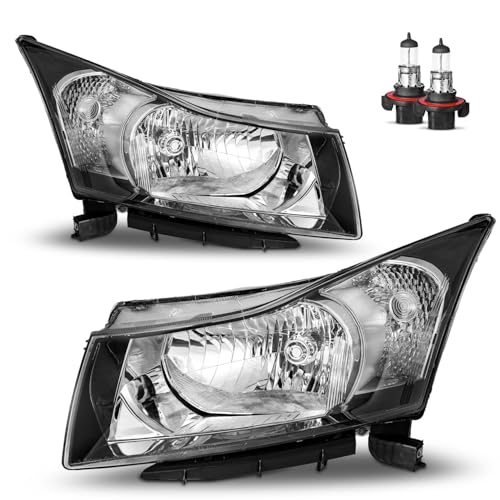 Headlights Assembly W/Bulbs for 2011-2015 Chevy Cruze Diesel/2015 Cruze L/2016 Limited Halogen Headlamp Replacement Driver & Passenger Side